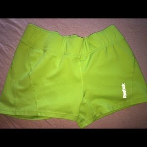 Reebok green/yellow mix workout spandex shorts